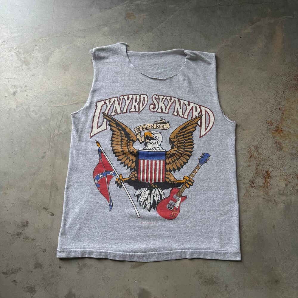 Vintage 80’s Lynyrd Skynyrd 10 Years Later Classic Rock Cutoff T-shirt Size S
